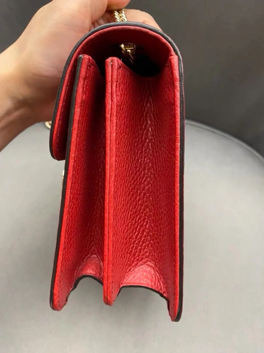 Gucci Red Pebbled Leather Crossbody with Gold Interlocking G